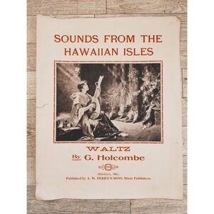 1917 Hawaiian Isles Antique Sheet Music Woman‎ with Ukulele G. Holcombe Waltz